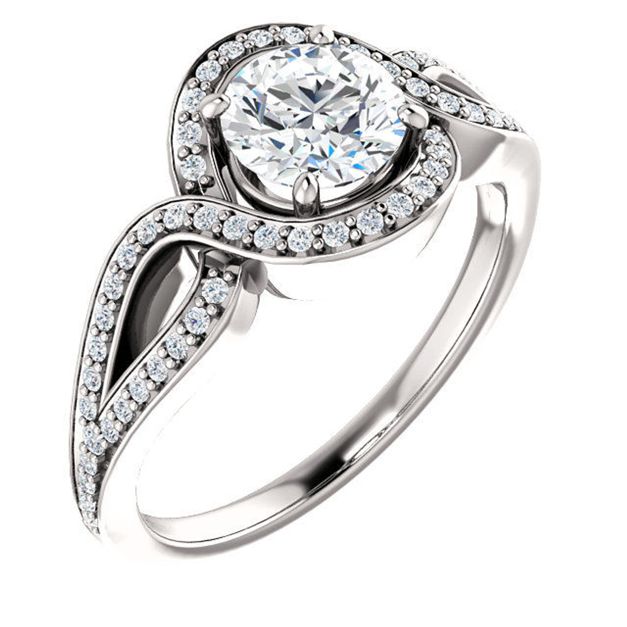 Cushion Outline Round Cut Halo Engagement Ring - PureGemsJewels